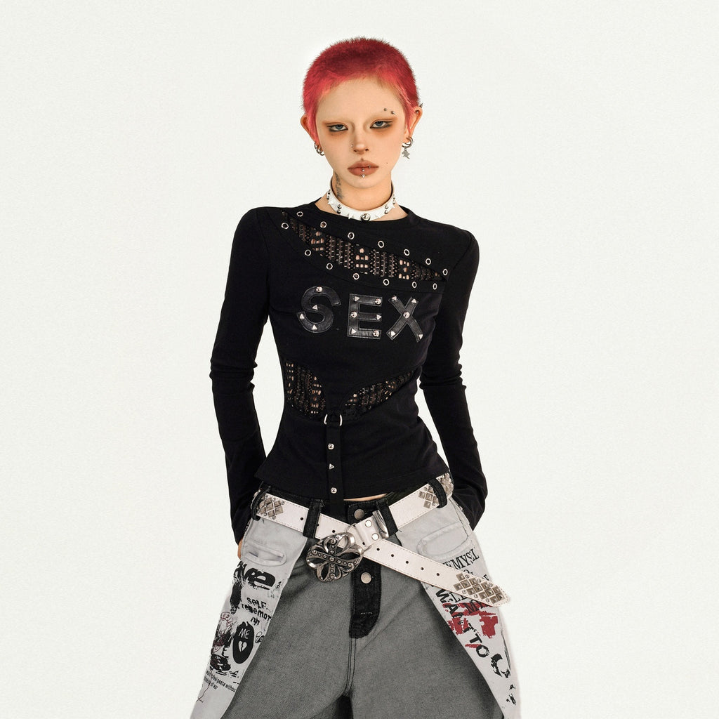 Nico_Molly_Quick_Dry_Cutout_Slim_Sexy_Women_Black_Crew_Letter_Print_Long_Sleeve_T-Shirts_MISSTT