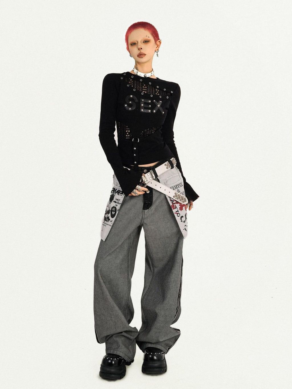 Nico Molly Quick Dry Cutout Slim Sexy Women Black Crew Letter Print Long Sleeve T-Shirts
