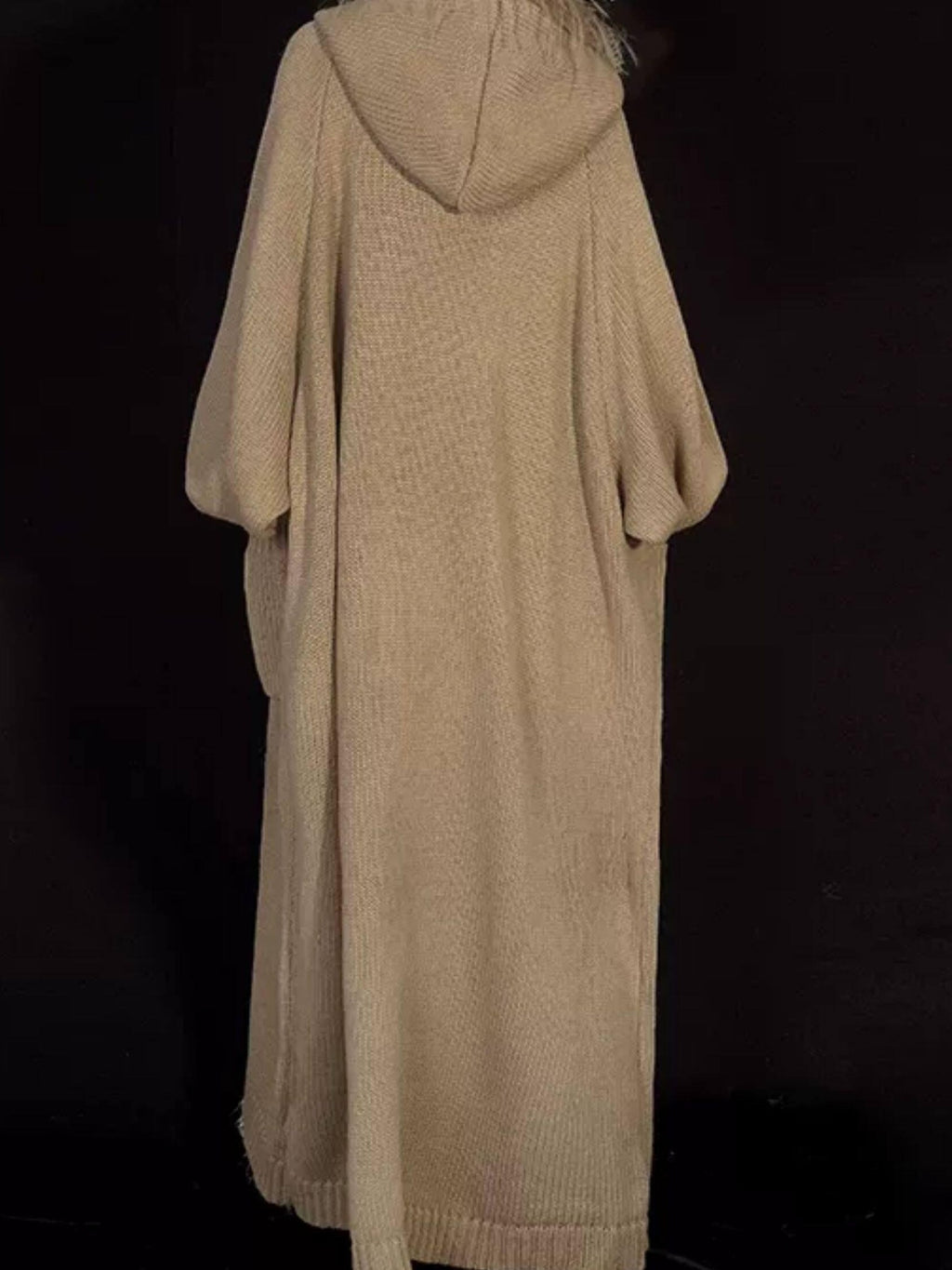 Nico Molly Relaxed Oversized Hooded Knit Patchwork Fringe Midlength Women Long Coats