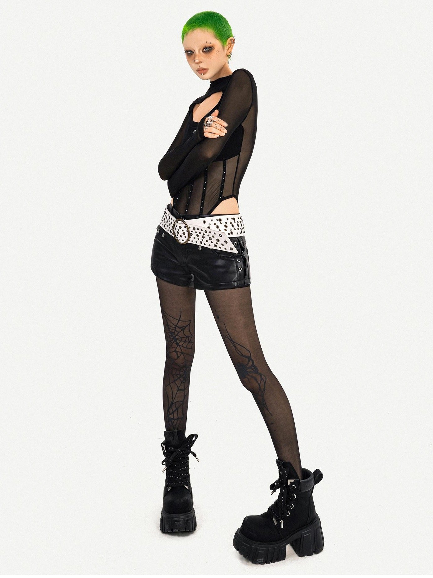 Nico Molly Sexy Cutout Slim Fit Half Collar Black Ladies Party Date Long Sleeve T-Shirts