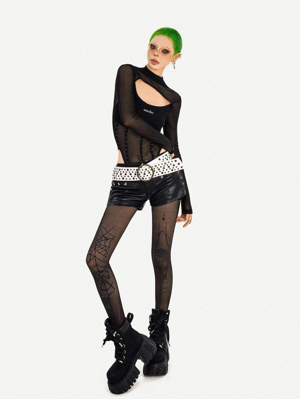 Nico Molly Sexy Cutout Slim Fit Half Collar Black Ladies Party Date Long Sleeve T-Shirts