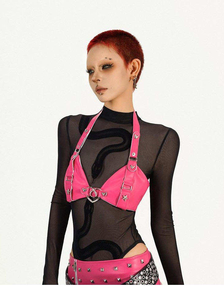 Nico Molly Sexy Halter Slim Fit Short Cropped Solid Pink Tank Top Camisoles