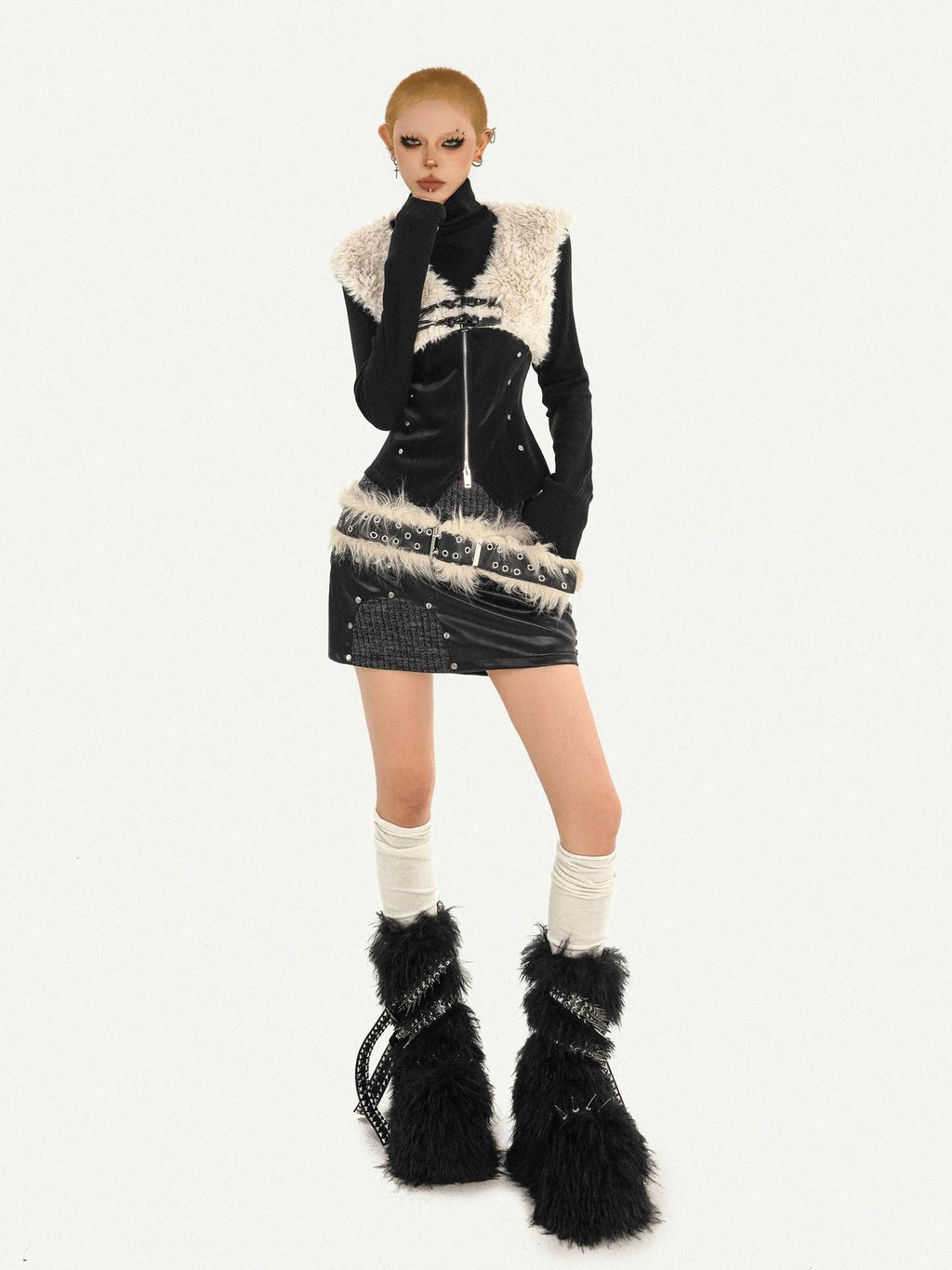 Nico Molly Sexy High Neck Long Sleeve Slim Fit Pullover Hot Girl Style Women Black Knitwear