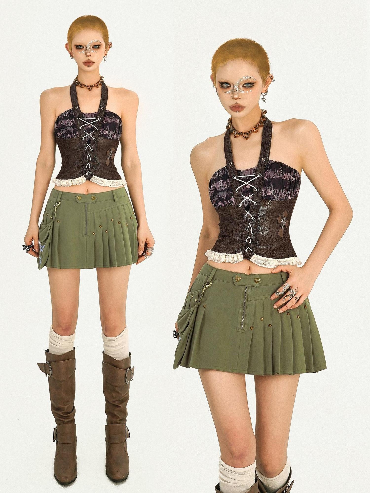 Nico Molly Sexy Padded Slim Fit Halter Coffee Top For Women Everyday Halter Camisoles