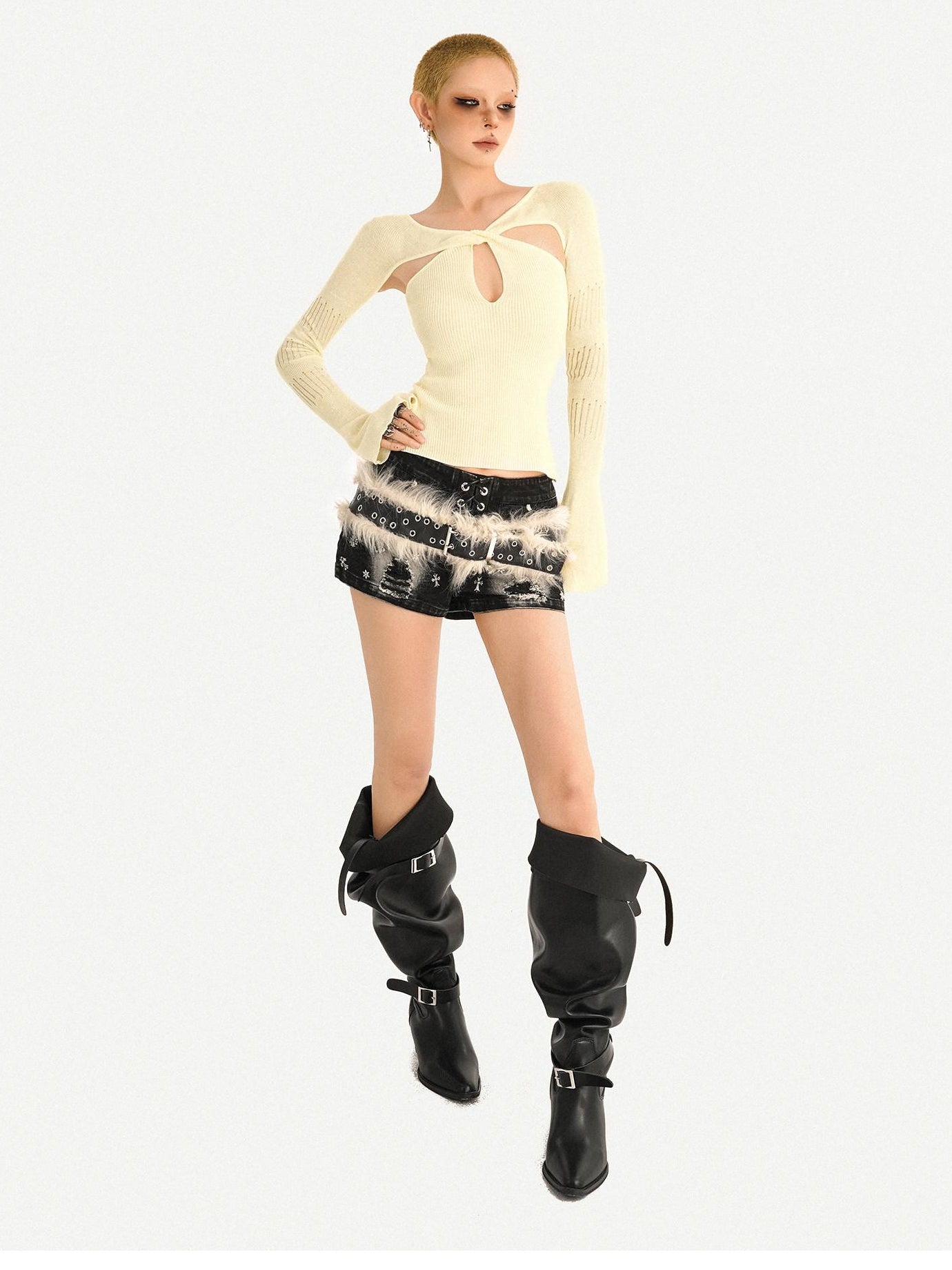 Nico Molly Sexy Slim Fit Long Sleeve Pullover Women Beige Red Black Knitwear