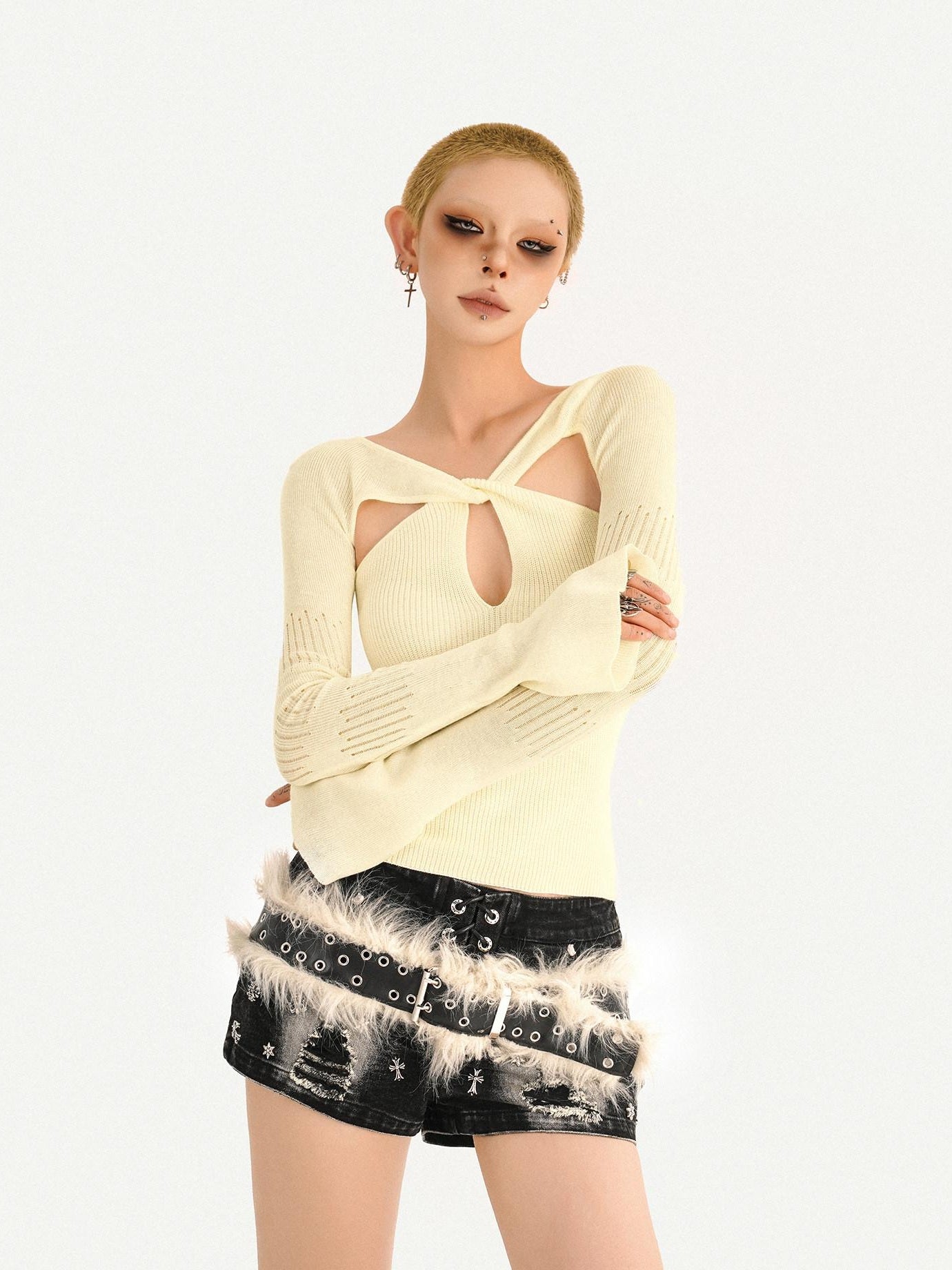 Nico Molly Sexy Slim Fit Long Sleeve Pullover Women Beige Red Black Knitwear
