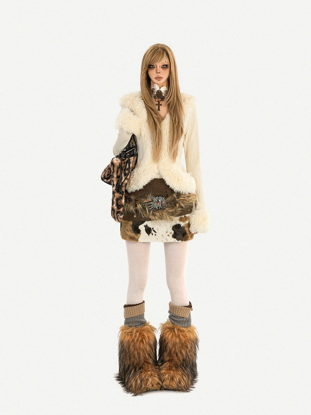 Nico Molly Sexy Slim Fit V-neck Long Sleeve Beige Solid Color Women Knit Cardigans