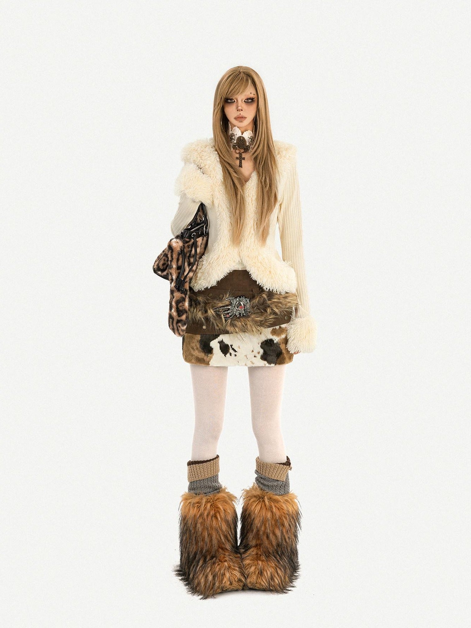 Nico Molly Sexy Slim Fit V-neck Long Sleeve Beige Solid Color Women Knit Cardigans