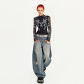 Nico_Molly_Sheer_Mesh_Creative_Print_Slim_Casual_Turtleneck_Black_Long_Sleeve_T-Shirts_MISSTT