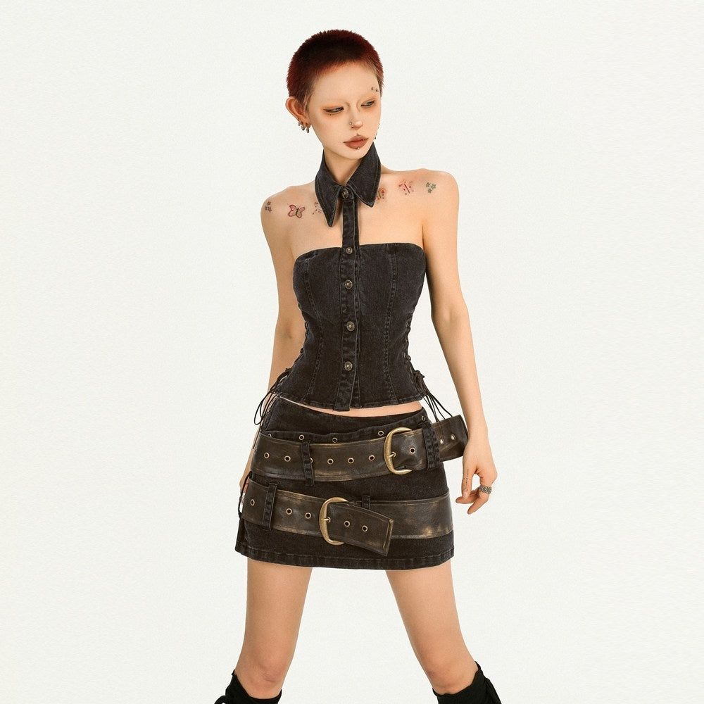 Nico_Molly_Sleek_Black_Crop_Two_Piece_High_Waist_Party_Chic_Women_Top_&_Skirt_Sets_MISSTT