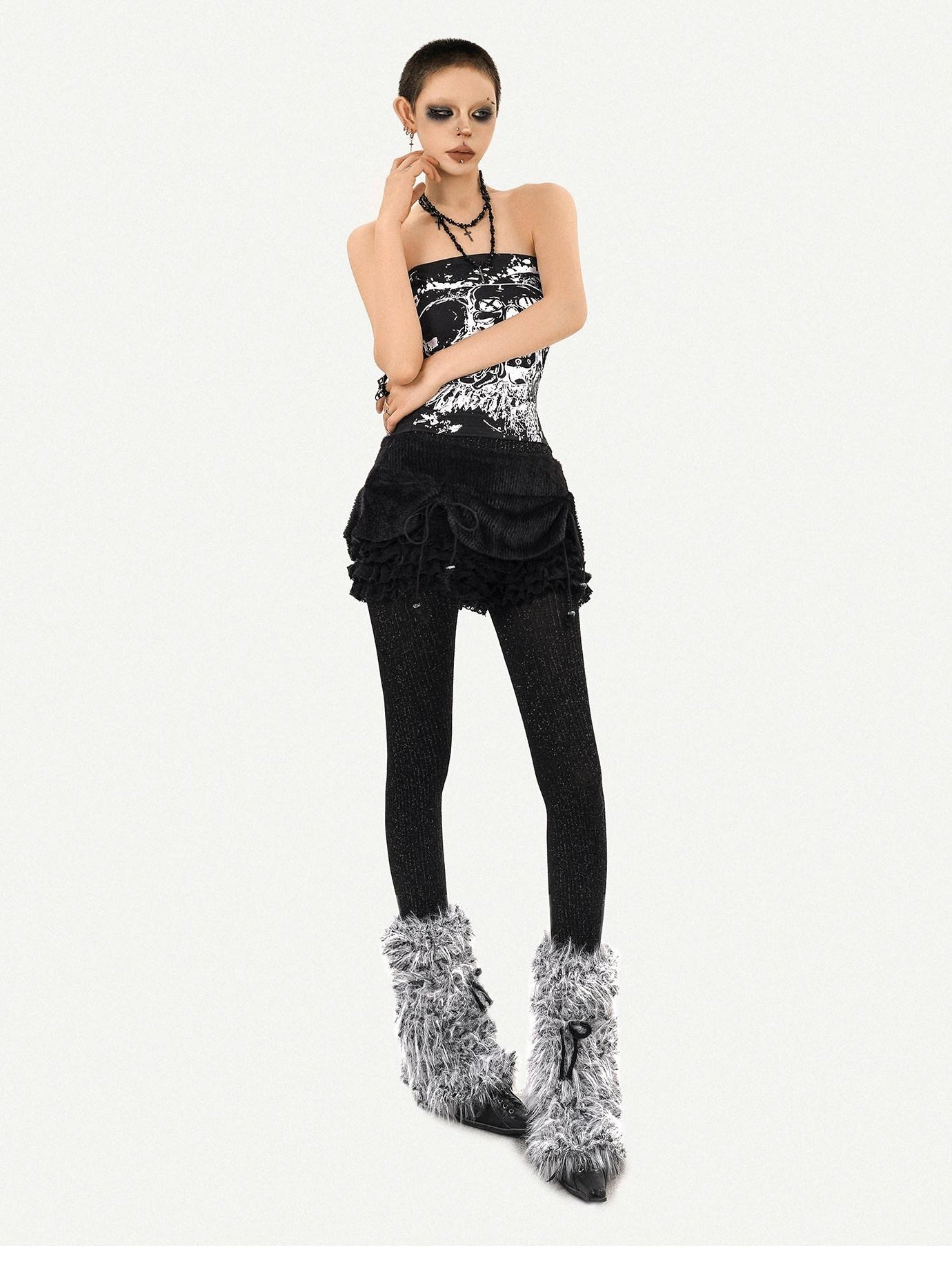 Nico Molly Slim Fit Punk Street Cropped Short Length Youth Red Black Tube Tops