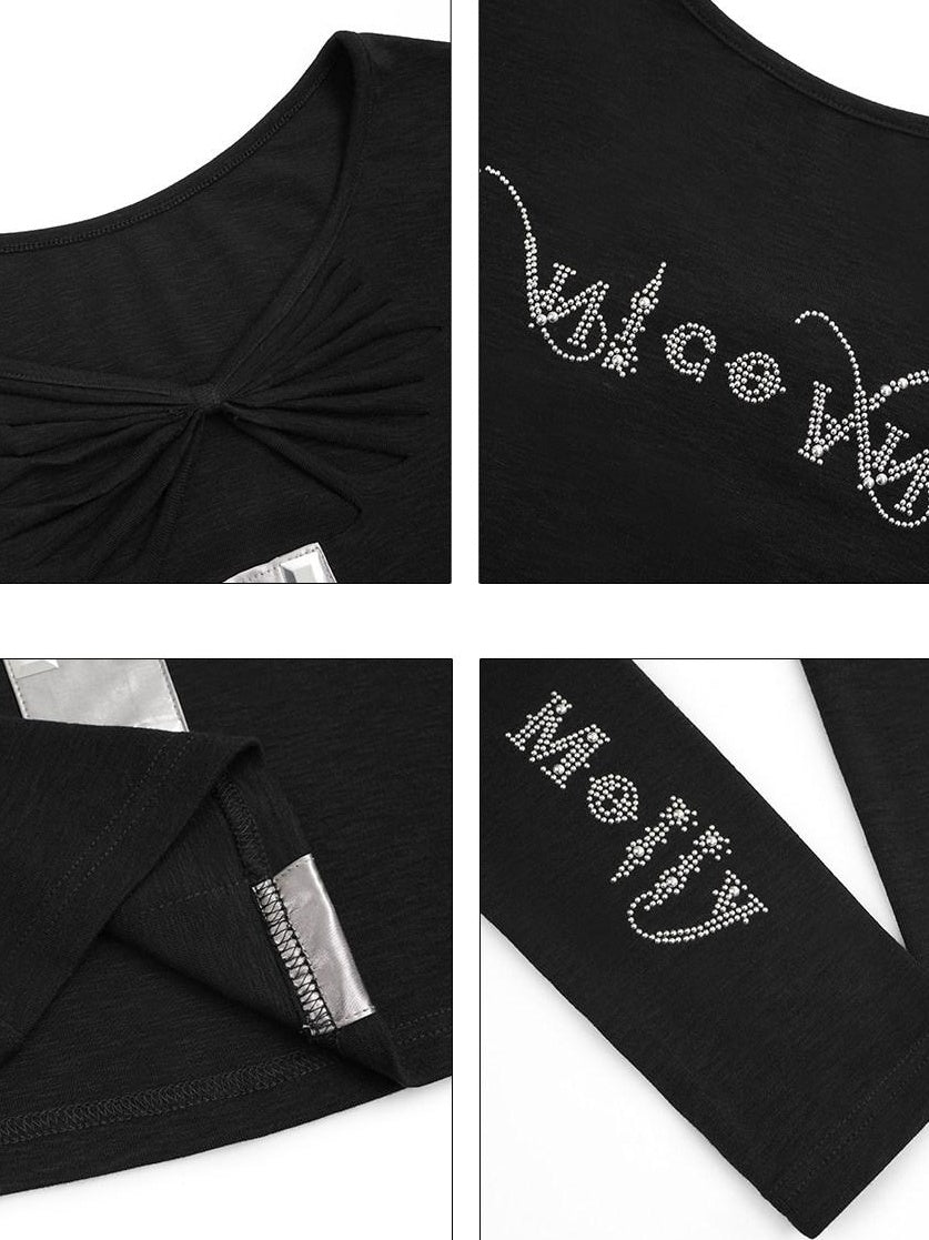 Nico Molly Slim Fit Sexy Chic Black Round Neck Women Streetwear Long Sleeve T-Shirts