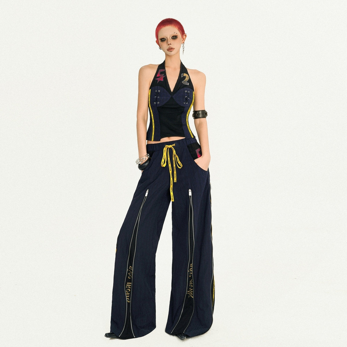 Nico_Molly_Slim_Fit_Sleeveless_Pullover_Retro_Casual_Office_Blue_Two_Piece_Top_&_Pants_Sets_MISSTT