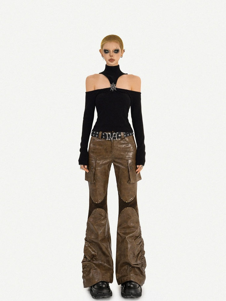 Nico Molly Slim Fit Subtle Flare Natural Waist Brown Original Design Women Cargo Pants
