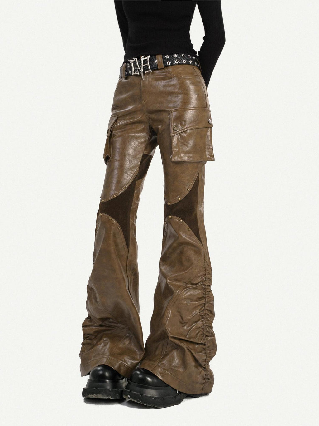 Nico Molly Slim Fit Subtle Flare Natural Waist Brown Original Design Women Cargo Pants