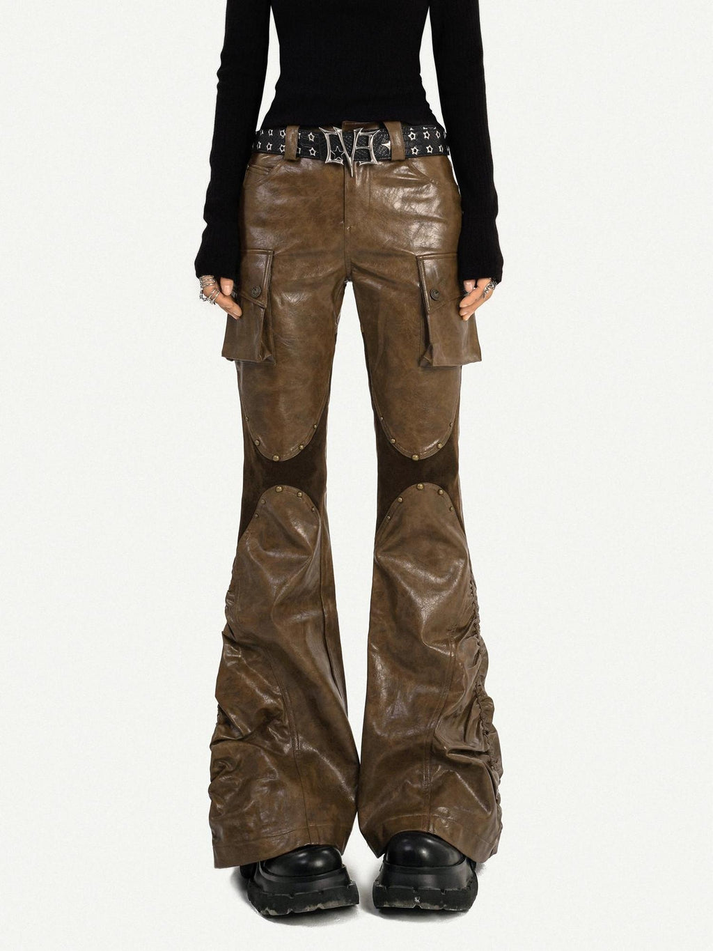 Nico Molly Slim Fit Subtle Flare Natural Waist Brown Original Design Women Cargo Pants