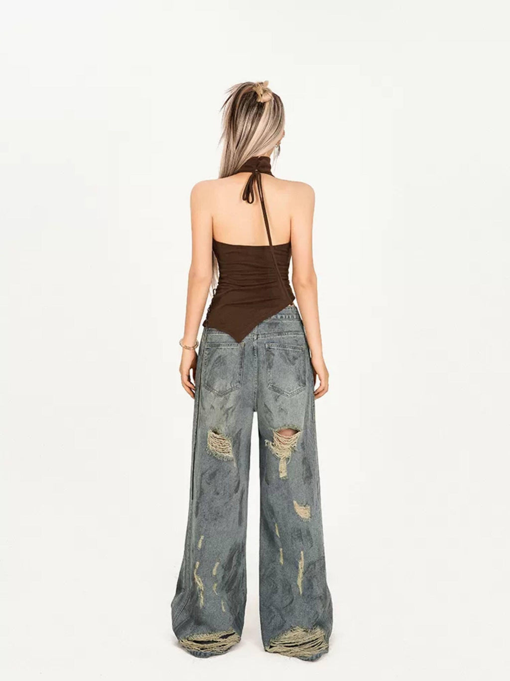 Nico Molly Slim Street Butterfly Vintage Animal Print Brown Cotton Women Camisoles