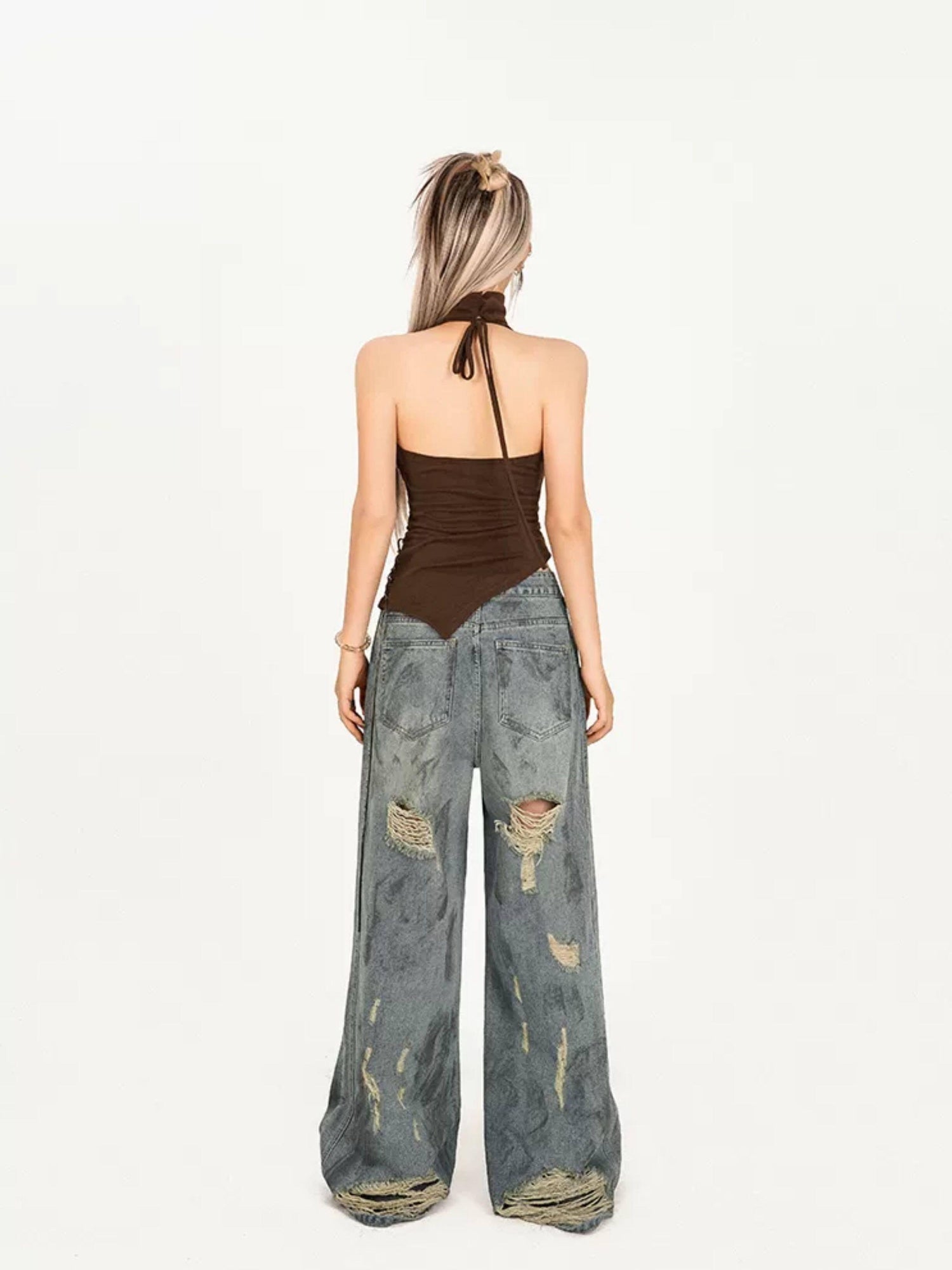Nico Molly Slim Street Butterfly Vintage Animal Print Brown Cotton Women Camisoles
