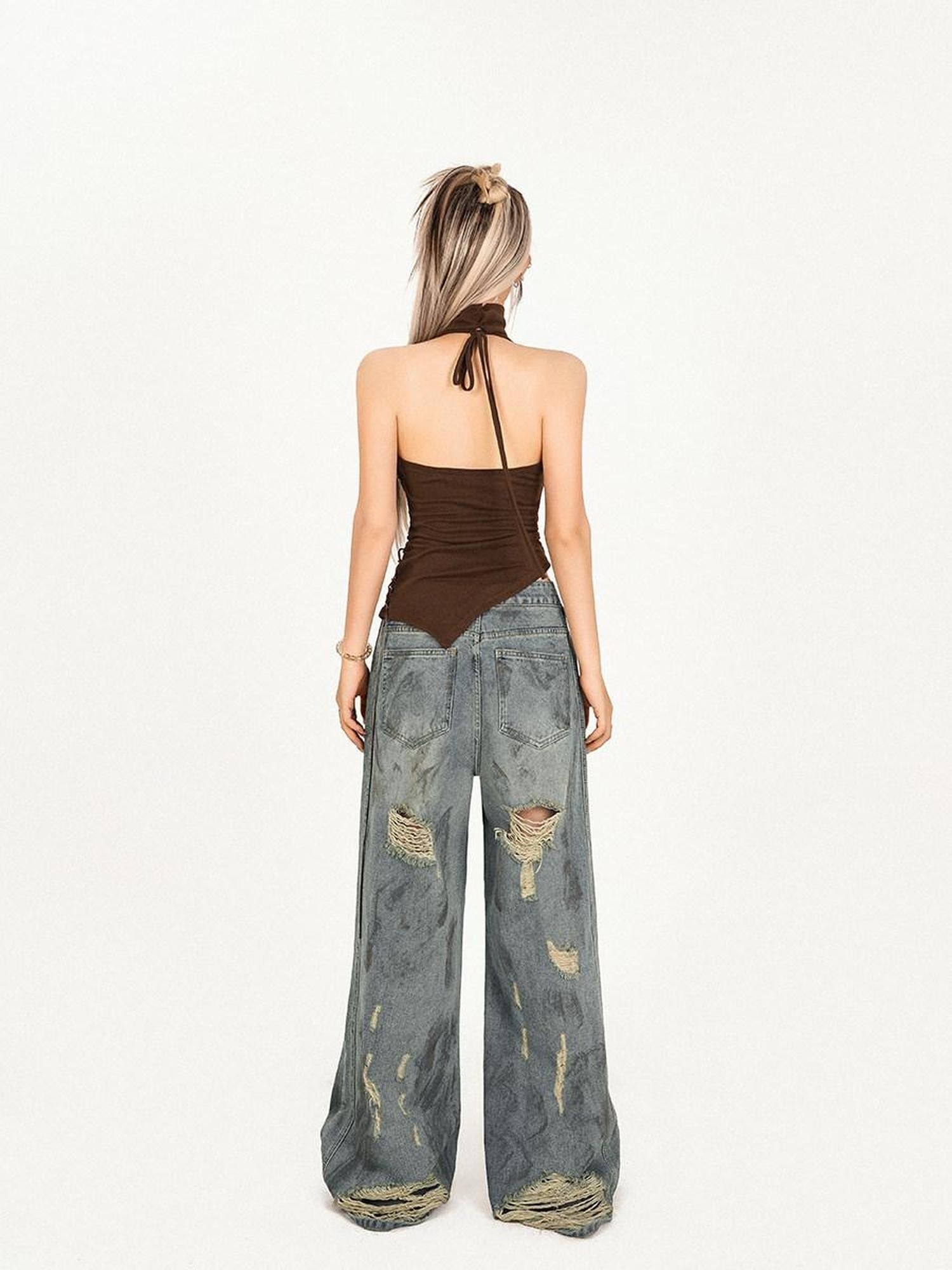 Nico Molly Slim Street Butterfly Vintage Animal Print Brown Cotton Women Camisoles