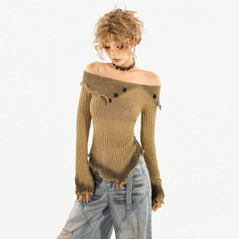Nico_Molly_Soft_Boatneck_Longsleeve_Street_Regular_Fit_Khaki_Burgundy_Knitwear_MISSTT