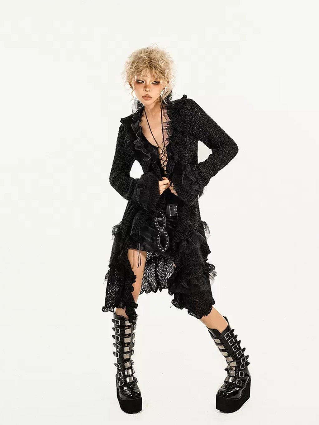 Nico Molly Soft Regular Fit Streetwear Round Neck Women Mid Length Long Sleeve Cardigans