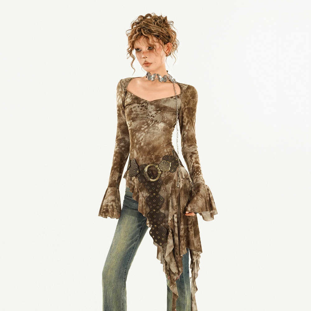 Nico_Molly_Stretch_Slim_Fit_Retro_Tie_Dye_Coffee_Brown_Womens_Casual_Flared_Pants_MISSTT