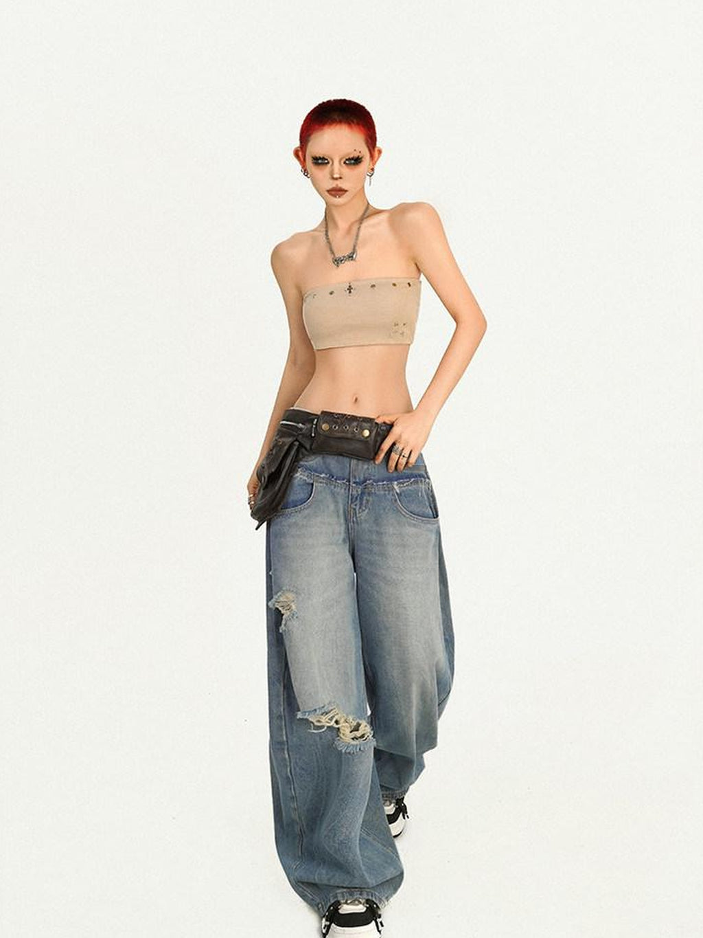 Nico Molly Studded Slim Fit Cropped Original Design Youth Solid Color Tube Tops