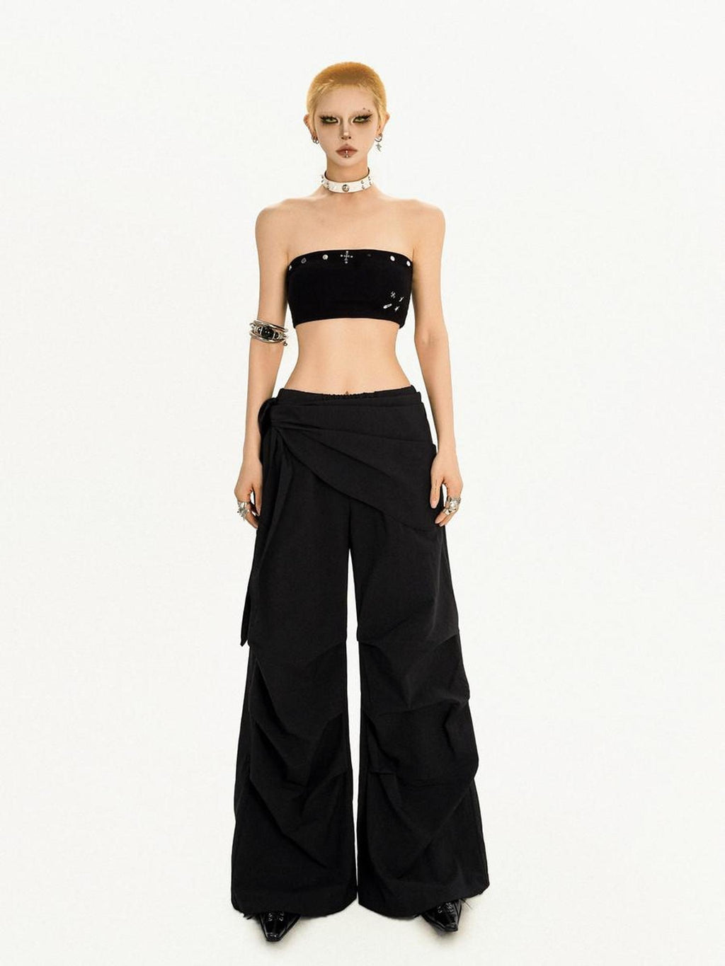 Nico Molly Studded Slim Fit Cropped Original Design Youth Solid Color Tube Tops