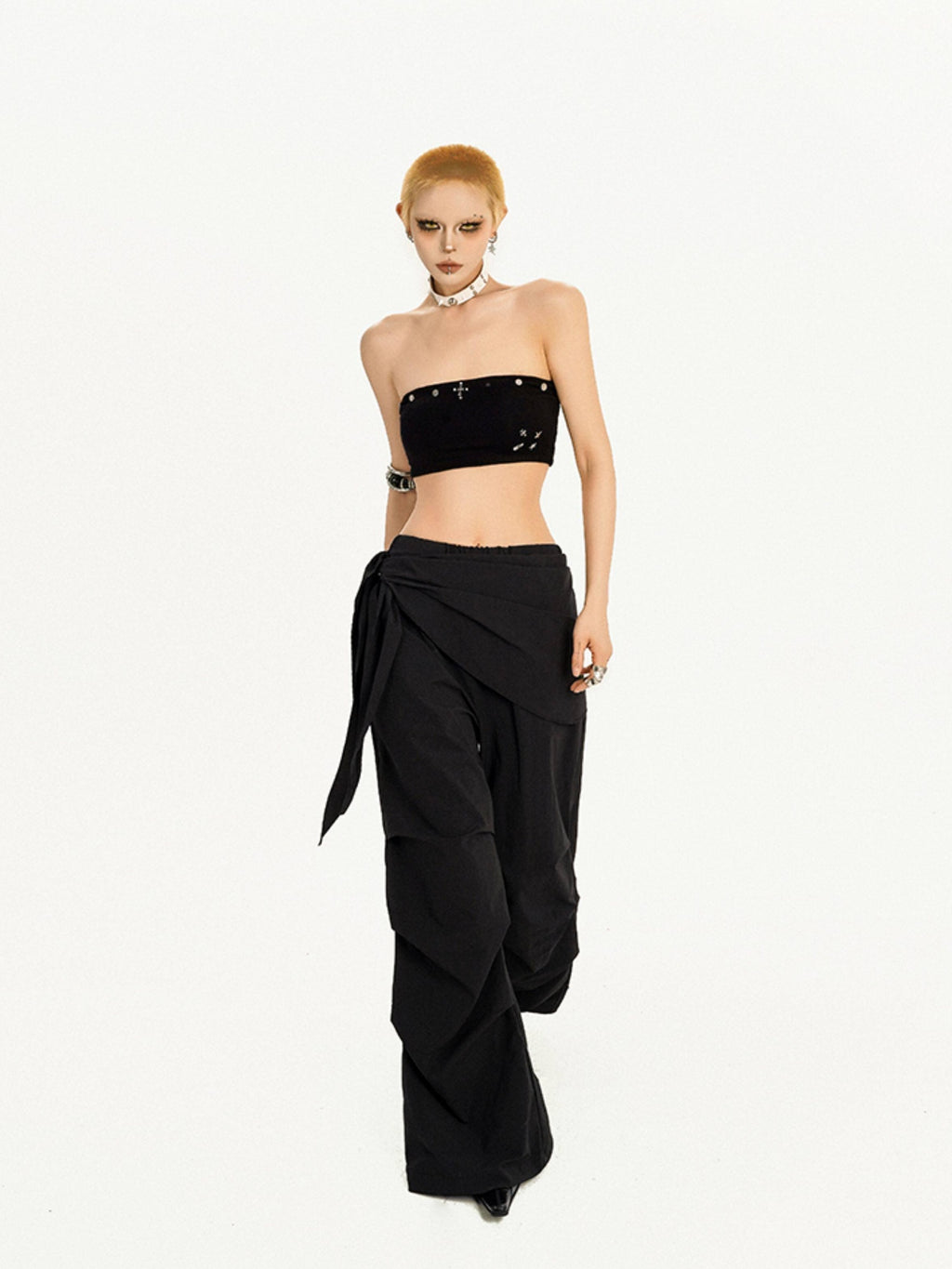 Nico Molly Studded Slim Fit Cropped Original Design Youth Solid Color Tube Tops