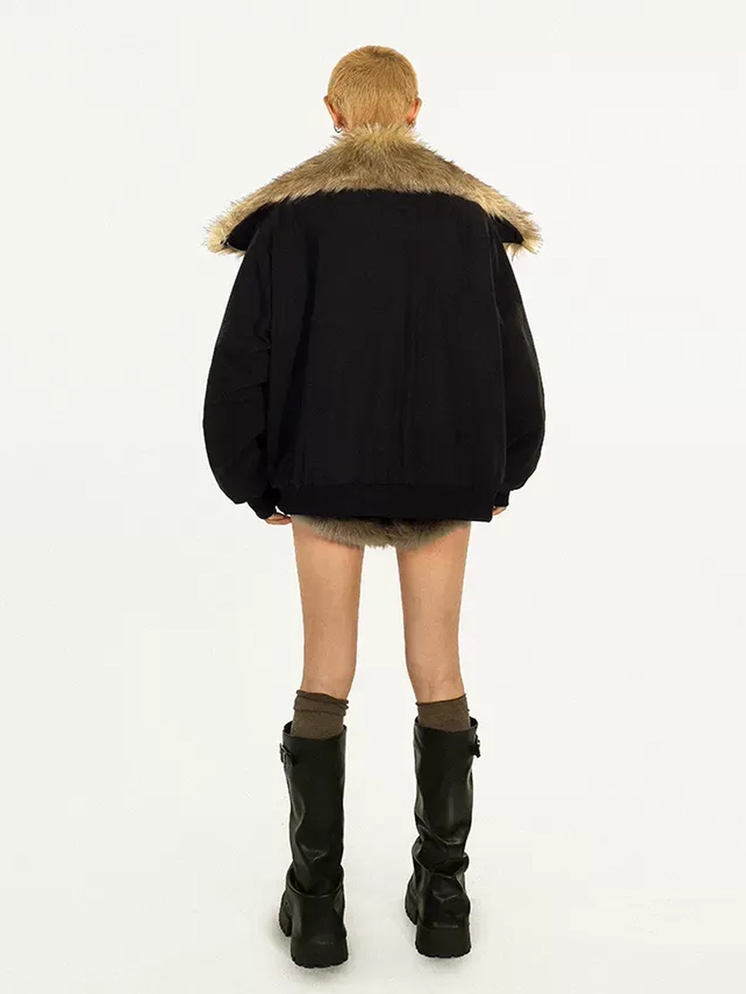 Nico Molly Thick Oversized Street Style Black Zipper Long Sleeve Women Casual Jackets
