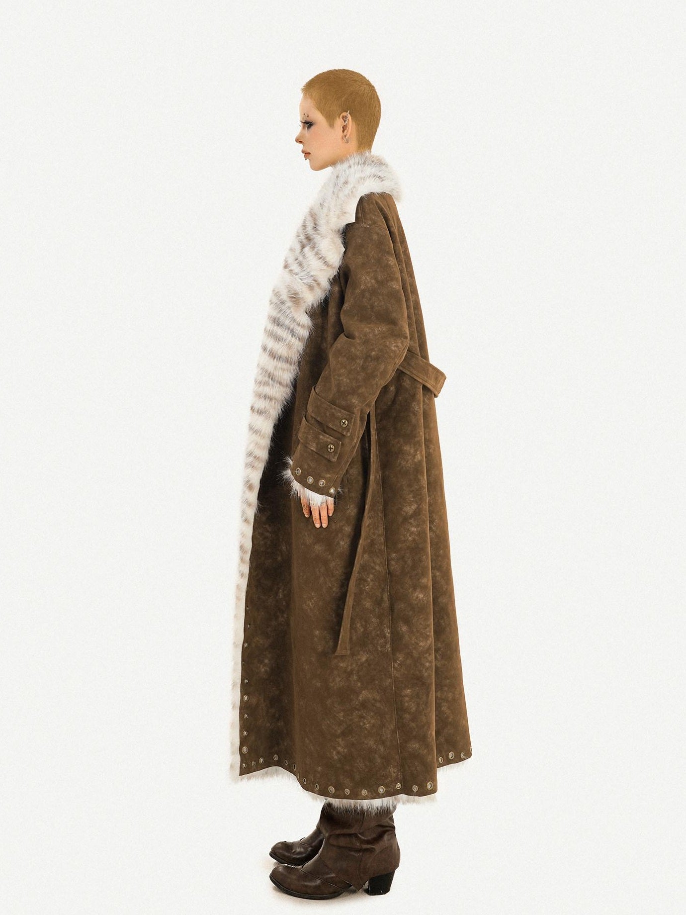 Nico Molly Thick Warm Single Breasted Straight Fit Street Hippie Womens Brown Long Coats