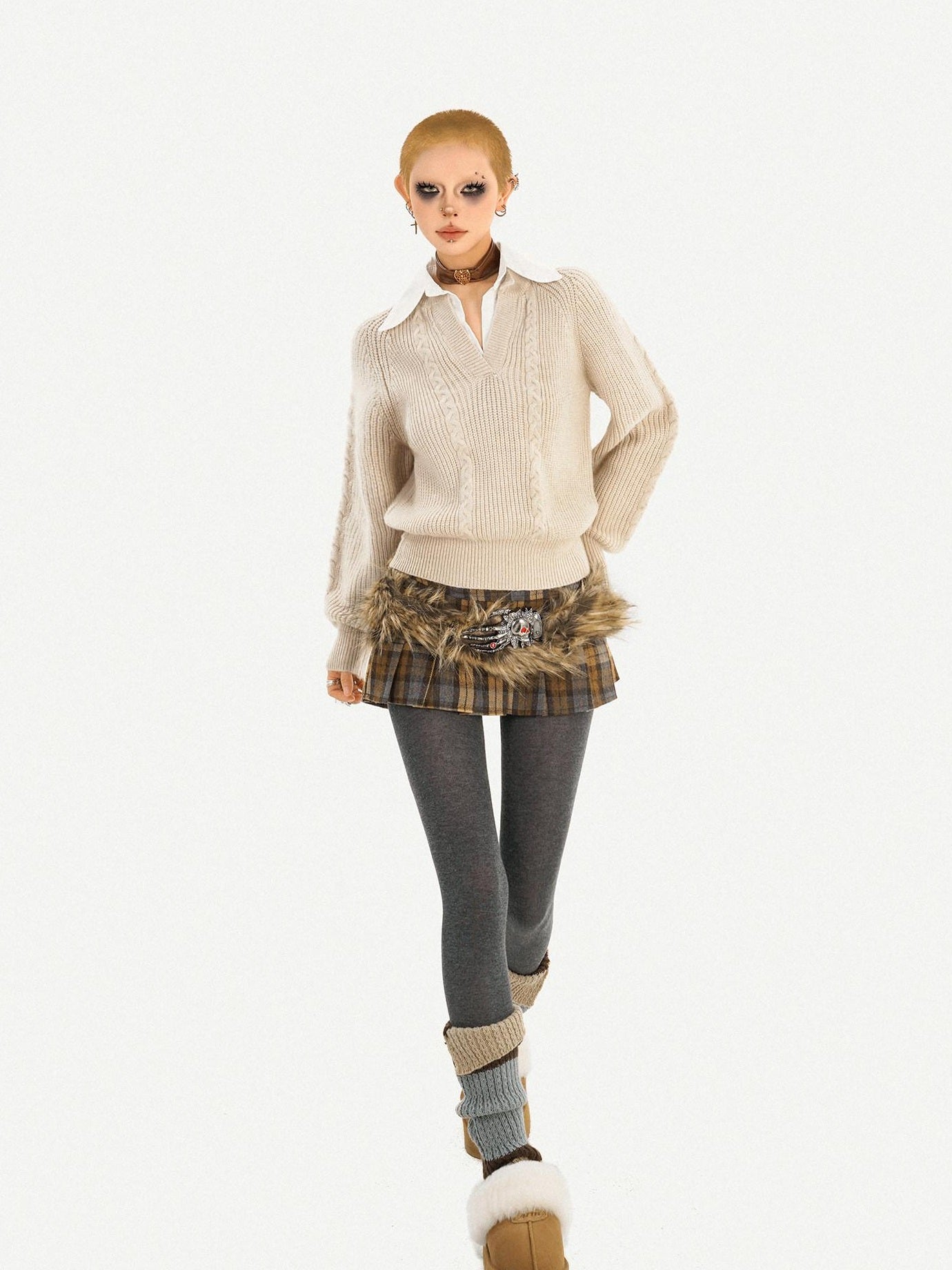 Nico Molly Thick Warm Turtleneck Layered Oversized College Style Women Long Sleeve Knitwear