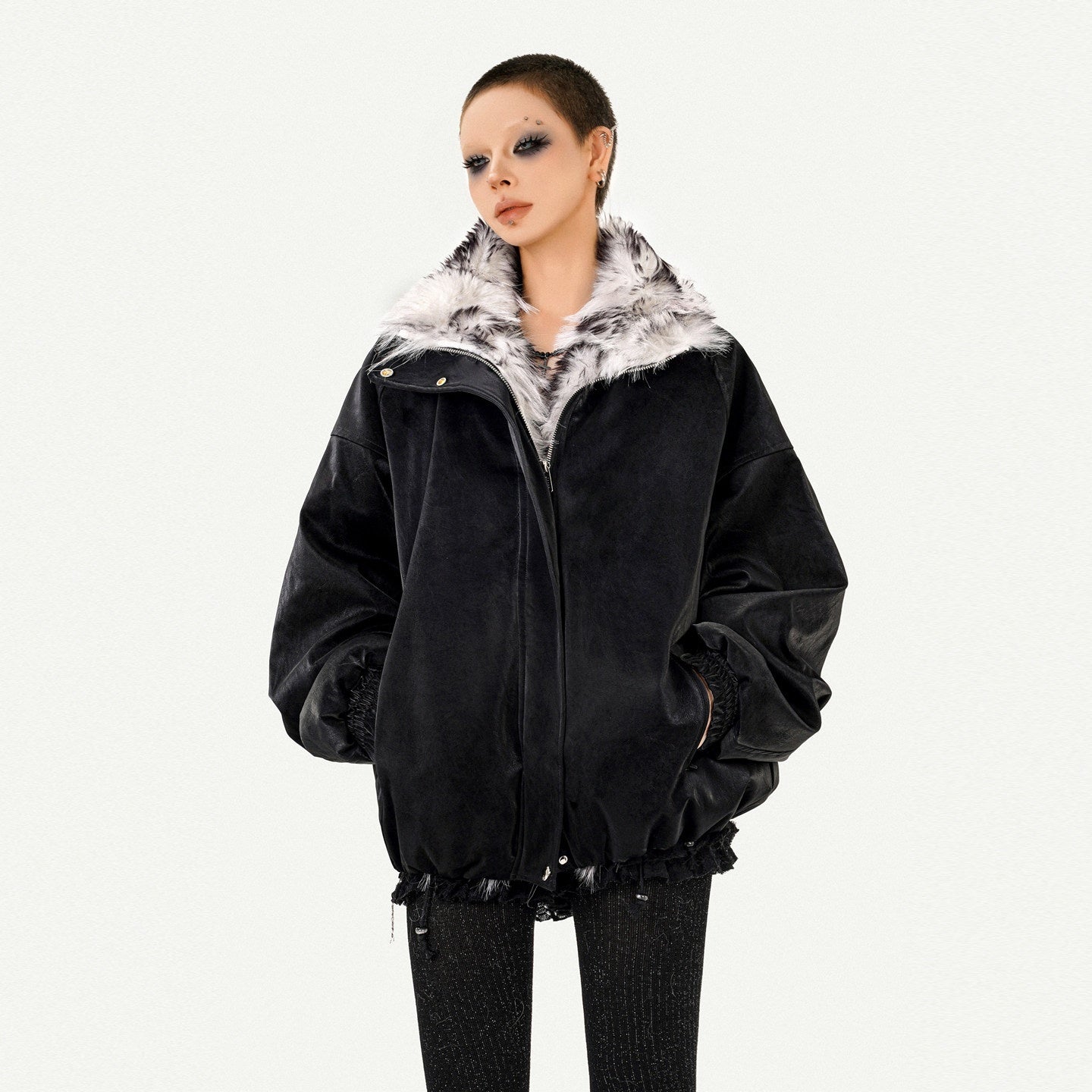 Nico_Molly_Thick_Warm_Vintage_Loose_Fur_Collar_Zipper_Women_Black_Leather_Jackets_MISSTT