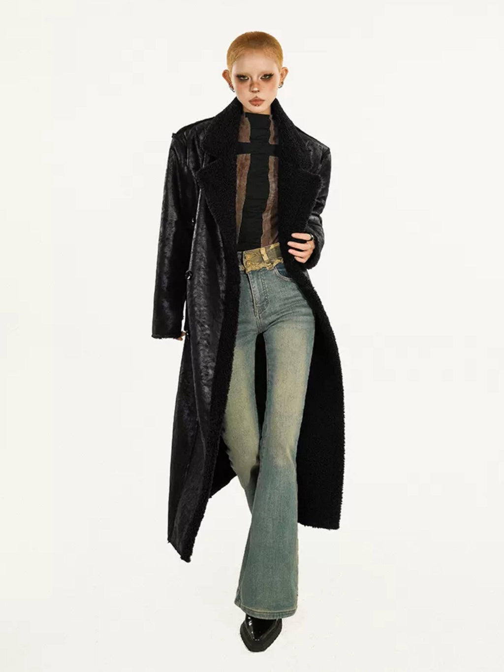 Nico Molly Thickened Oversized Streetwear Double Breasted Black Brown Women Long Coats