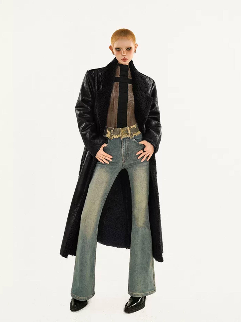 Nico Molly Thickened Oversized Streetwear Double Breasted Black Brown Women Long Coats