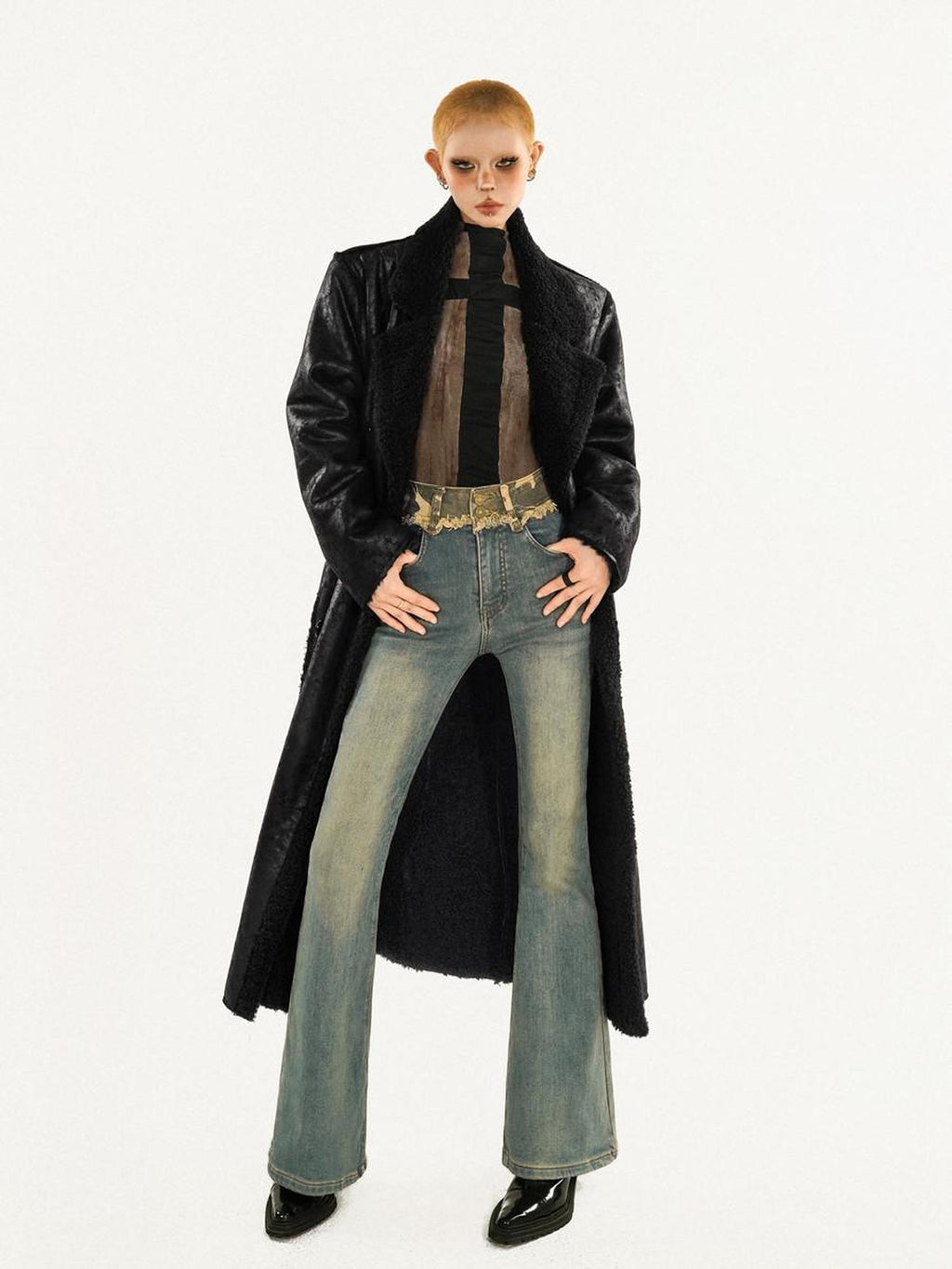 Nico Molly Thickened Oversized Streetwear Double Breasted Black Brown Women Long Coats