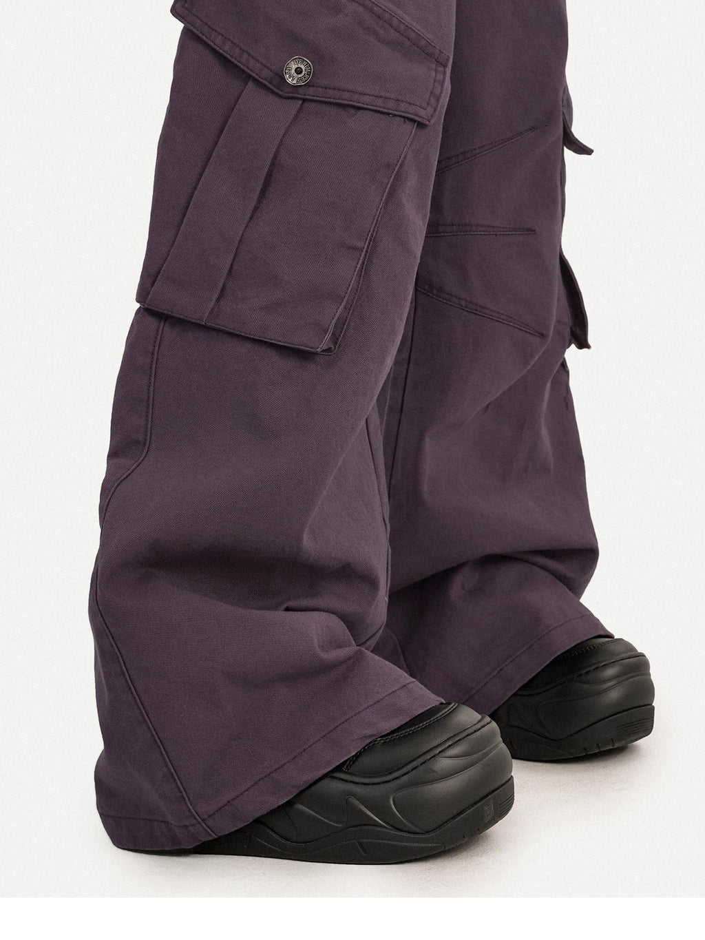 Nico Molly Vintage Low Rise Wide Leg Button Fly Purple Women Casual No Stretch Cargo Pants