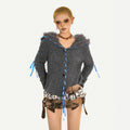 Nico_Molly_Vintage_Tie_Detail_Button_Long_Sleeve_Solid_Dark_Gray_Knit_For_Women_Cardigans_MISSTT