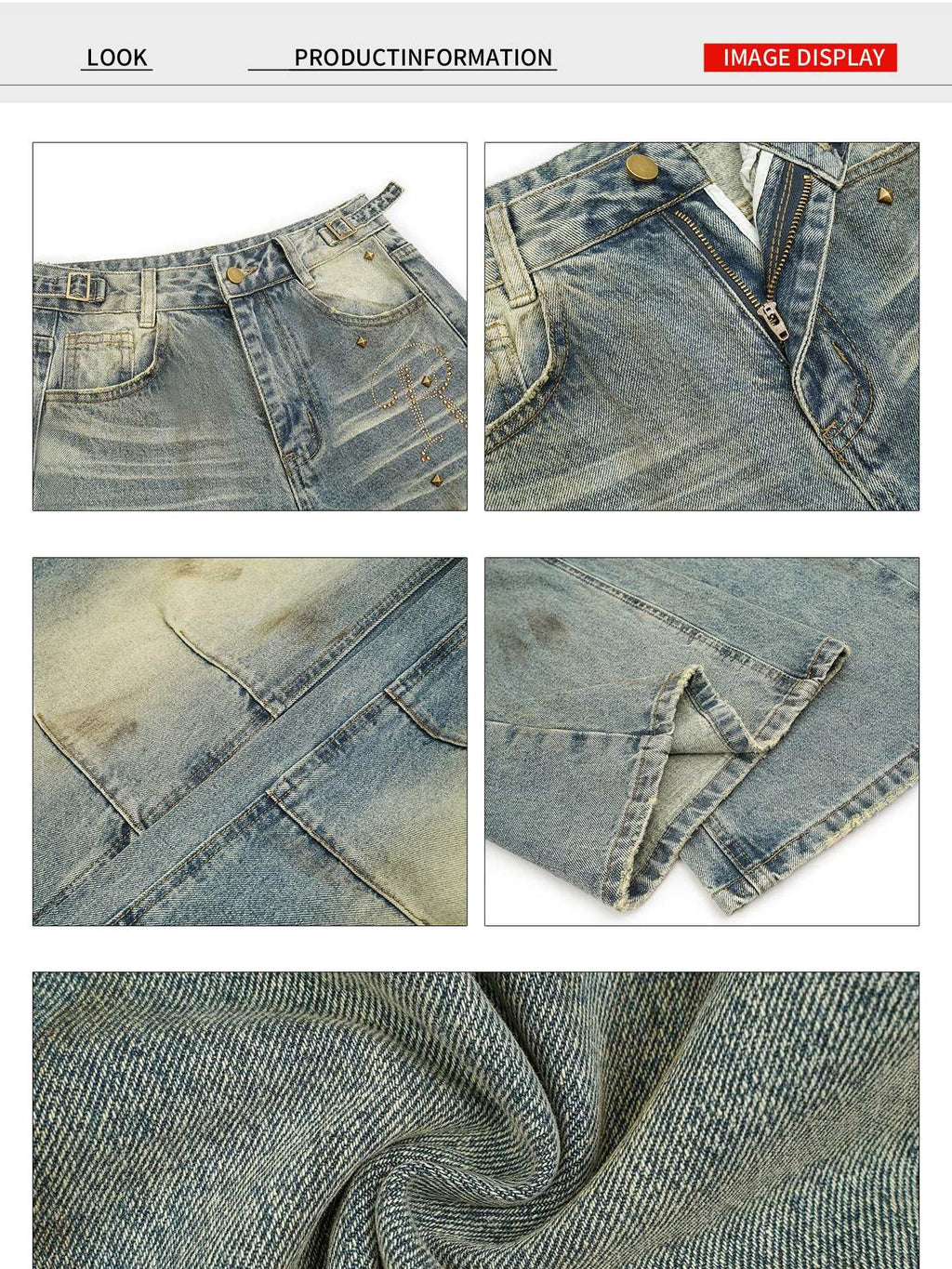 Nico Molly Washed Blue Natural Waist Button Fly Women Classic Denim Wide Leg Jeans