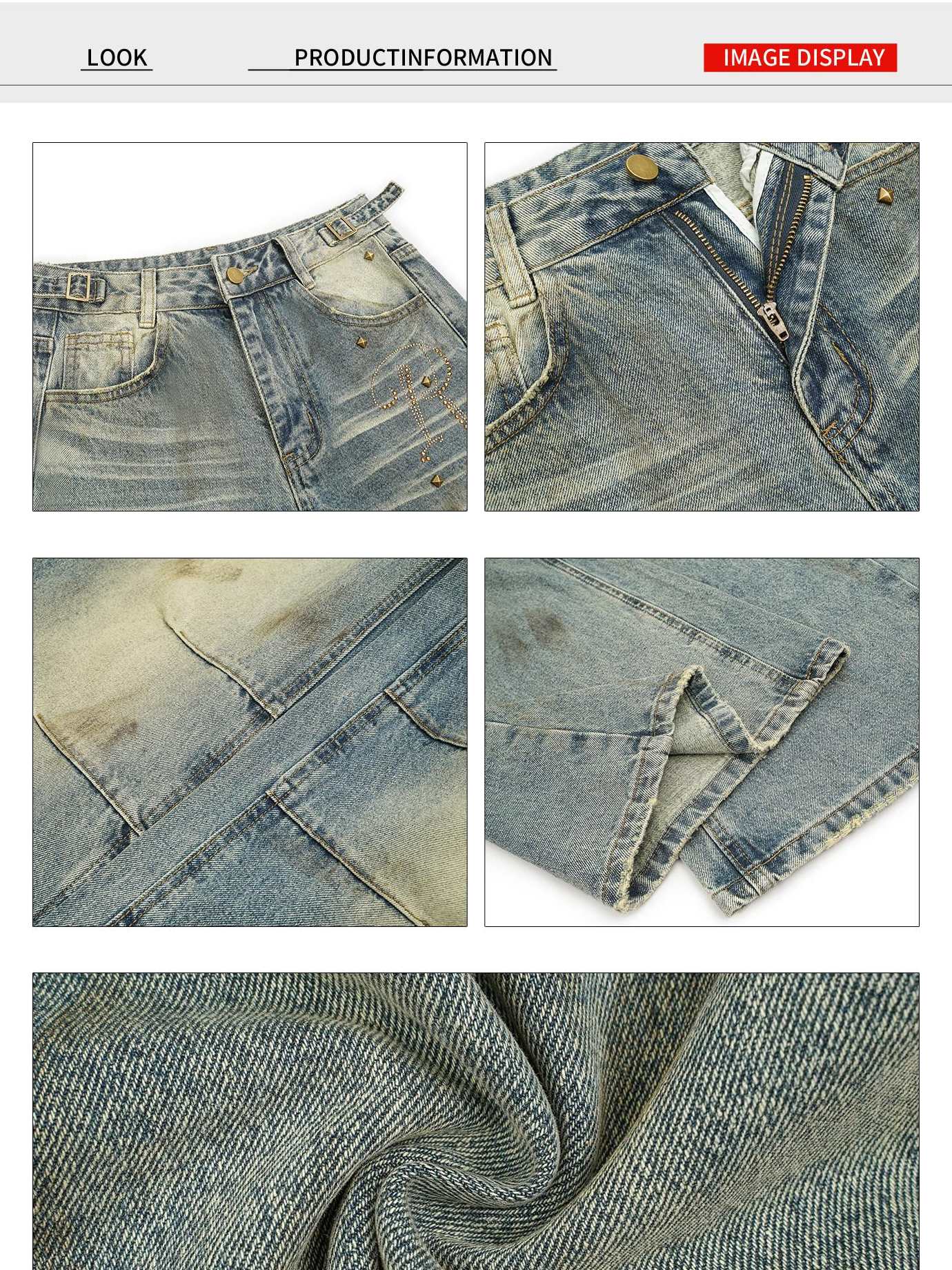 Nico Molly Washed Blue Natural Waist Button Fly Women Classic Denim Wide Leg Jeans