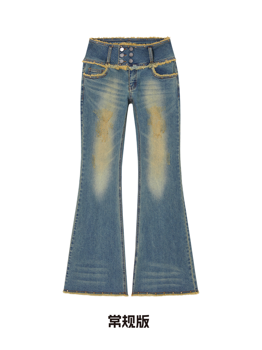 OfAkiva_High_Waist_Distressed_Studded_Slim_Fit_Women_Blue_Black_Flared_Jeans_MISSTT