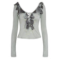 OPEN_AESTHETIC_Breathable_Cotton_Loose_V-neck_Zip_Long_Sleeve_Light_Green_Women_Crop_Tops_MISSTT