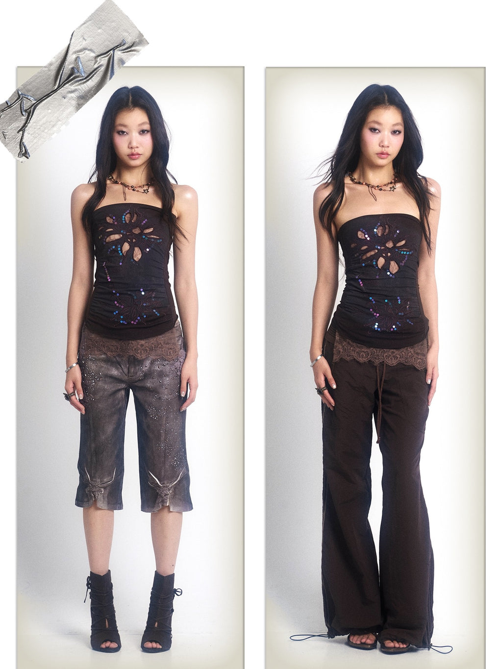 OPEN AESTHETIC Embroidered Cutout Slim Fit Cotton Solid Youth Tube Tops / Bandeaus