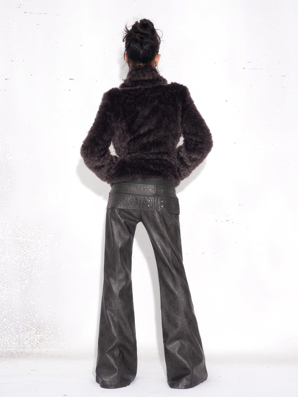 OPEN AESTHETIC Faux Shearling Hooded 3 Button Thick Women Purple Brown Casual Jackets