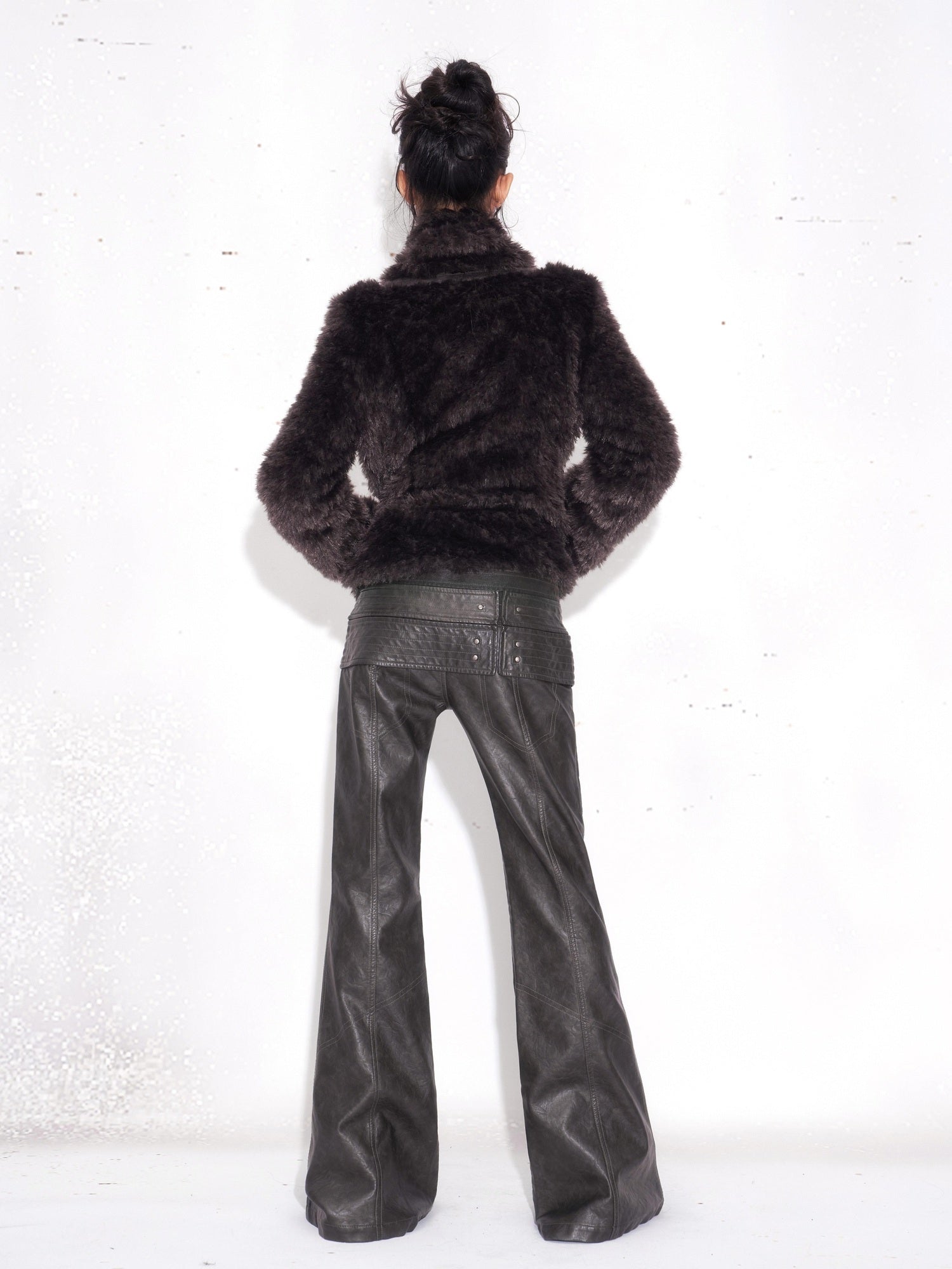 OPEN AESTHETIC Faux Shearling Hooded 3 Button Thick Women Purple Brown Casual Jackets