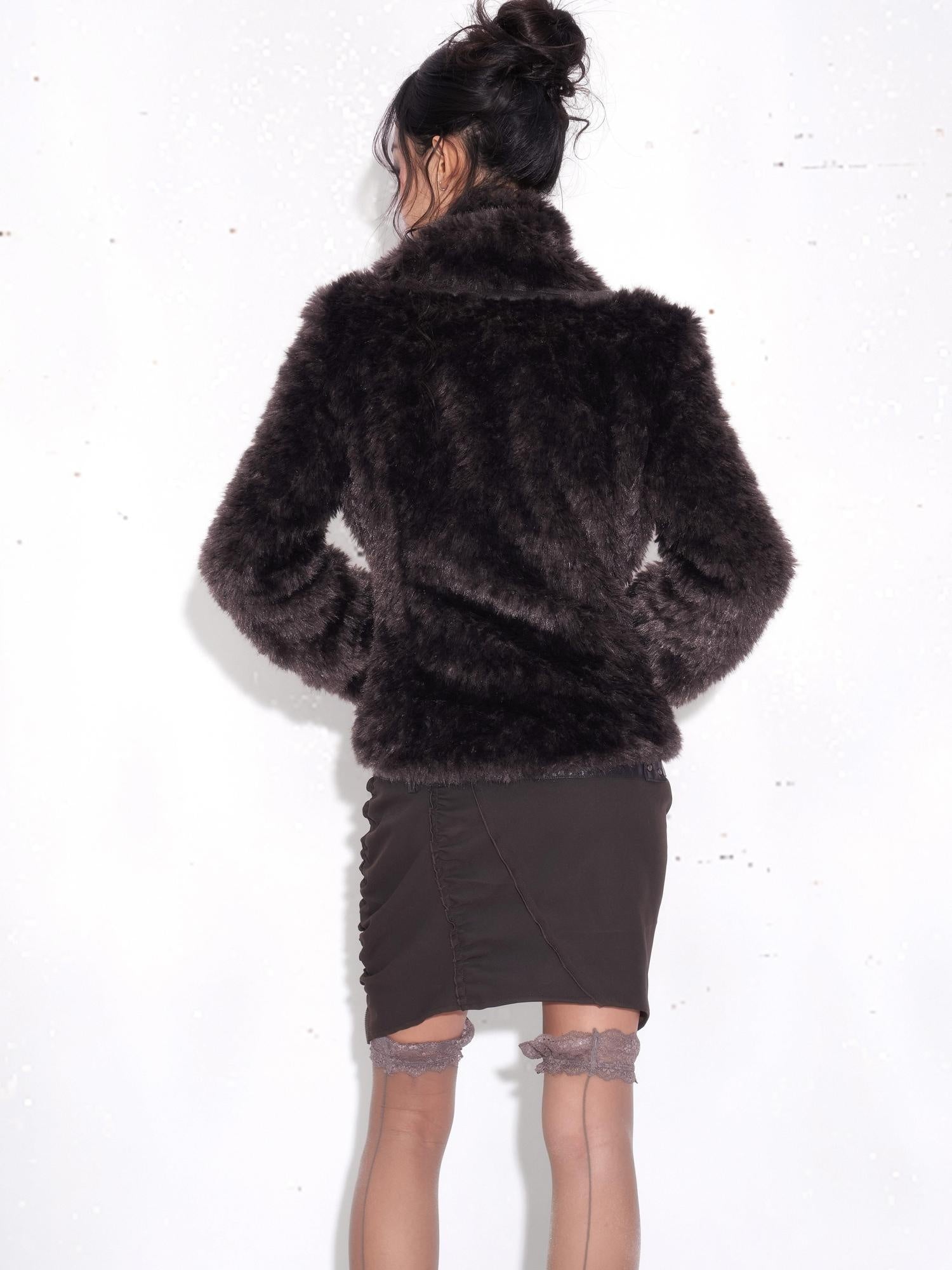 OPEN AESTHETIC Faux Shearling Hooded 3 Button Thick Women Purple Brown Casual Jackets