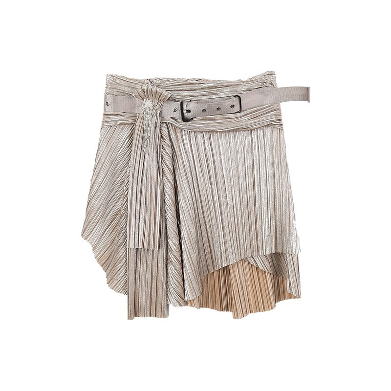 OPEN_AESTHETIC_High_Stretch_Pleated_A_Line_Low_Waist_Tie_Casual_Champagne_Midi_Skirts_MISSTT