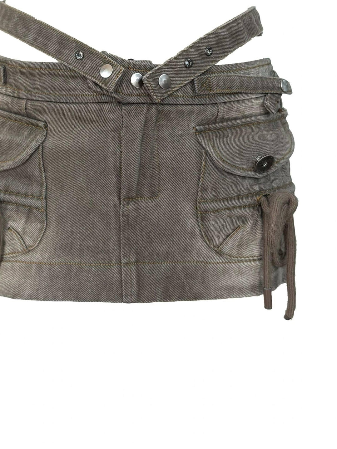 OPEN AESTHETIC Low Rise Washed Pocket Vintage A Line Slim Fit Commuter Dating Skorts