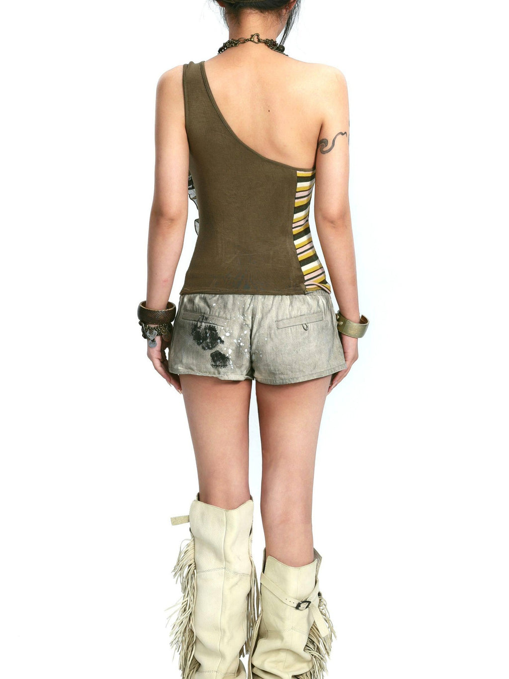 OPEN AESTHETIC Original Design Strappy Regular Length Non Padded Green Women Tank Tops