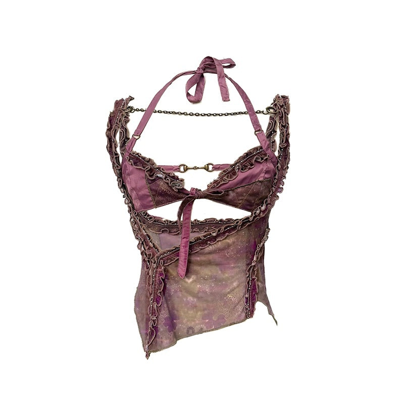 OPEN_AESTHETIC_Original_Ruffle_Print_Halter_Mesh_Patchwork_Slim_Fit_Two_Piece_Women_Camisoles_MISSTT